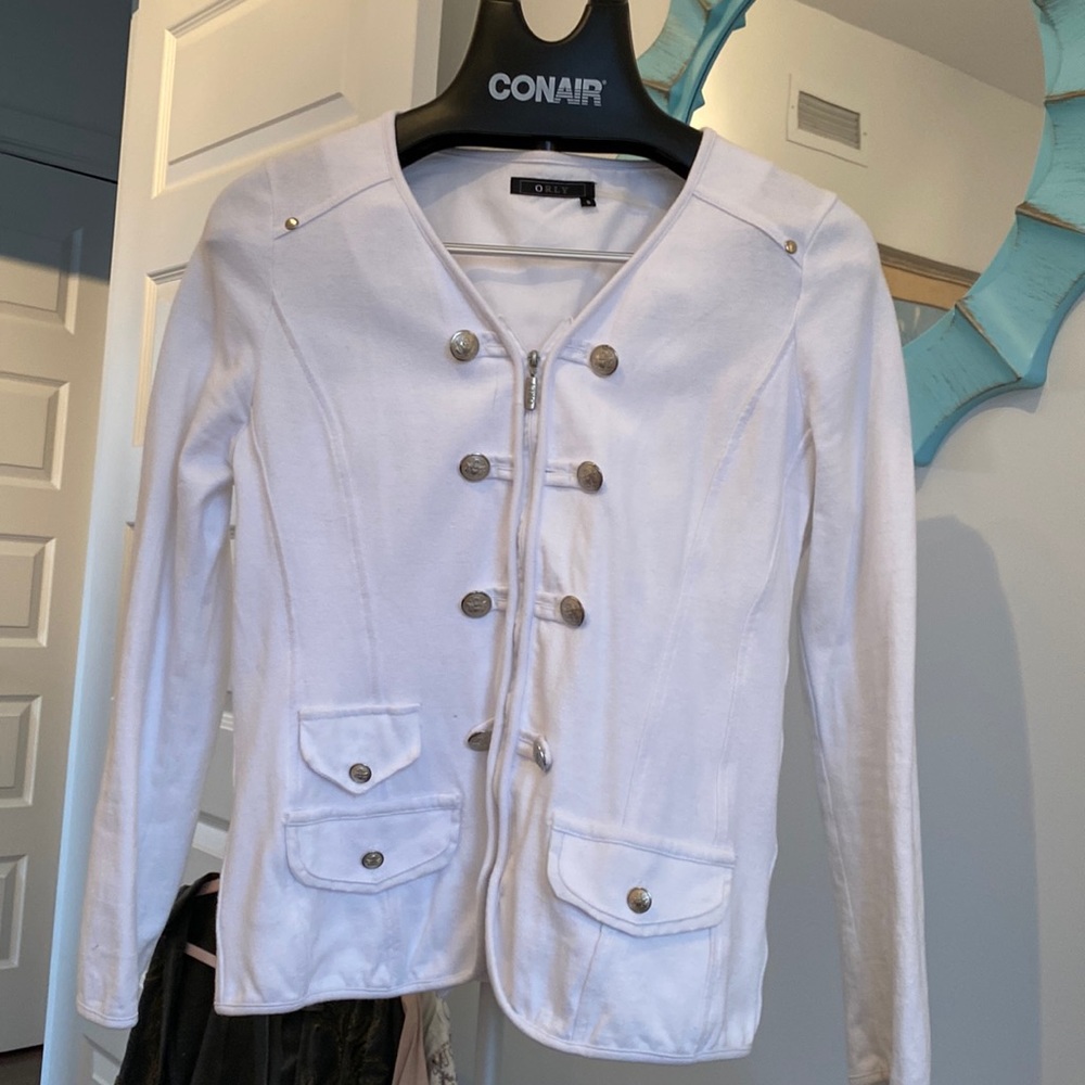 Orly white zipper top